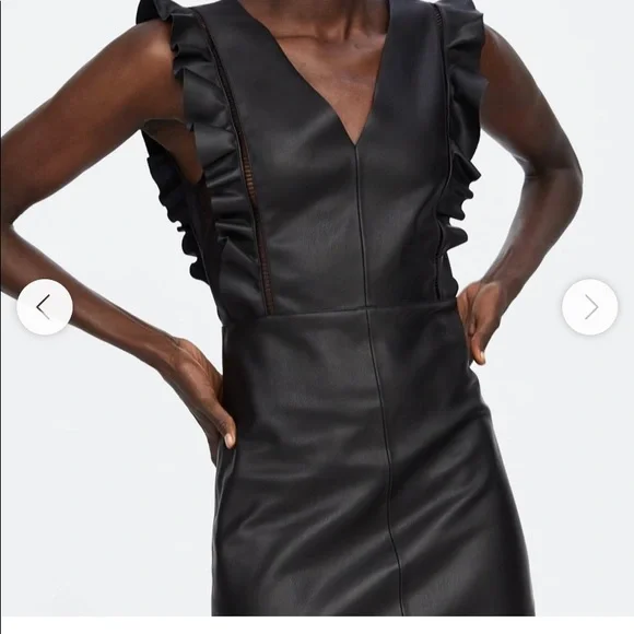 latest fashion dresses 2020 Faux Leather Tiered Mini Dress Cream main image 1